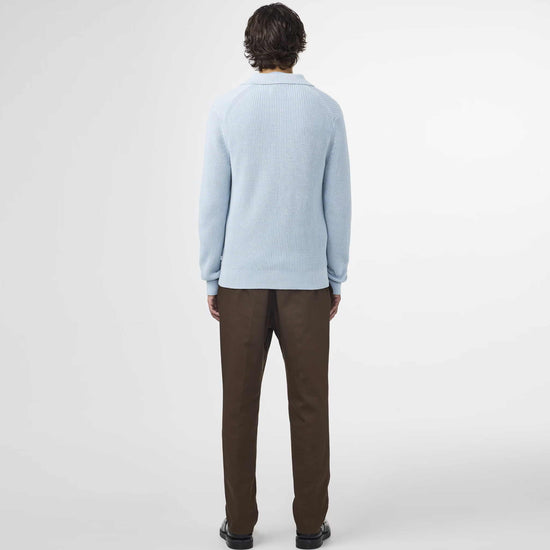 NN.07 Jacobi 6470 Cotton Polo Cardigan Powder Blue – productbeeld 3
