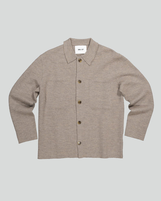 NN.07 Jonas overshirt in Khaki Beige, productfoto vooraanzicht