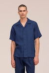 NN.07 Julio 5708 Shirt Linen Open Collar Navy