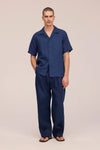 NN.07 Julio 5708 Shirt Linen Open Collar Navy