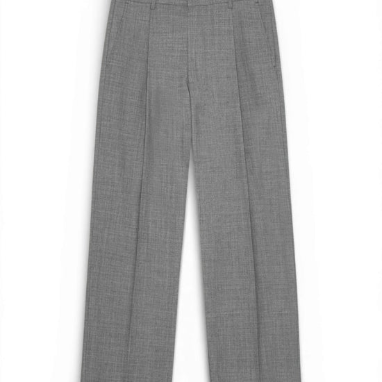 Light Grey Melange Kay Wool Blend Relaxed Fit Trousers