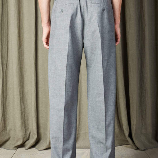 Light Grey Melange Kay Wool Blend Relaxed Fit Trousers