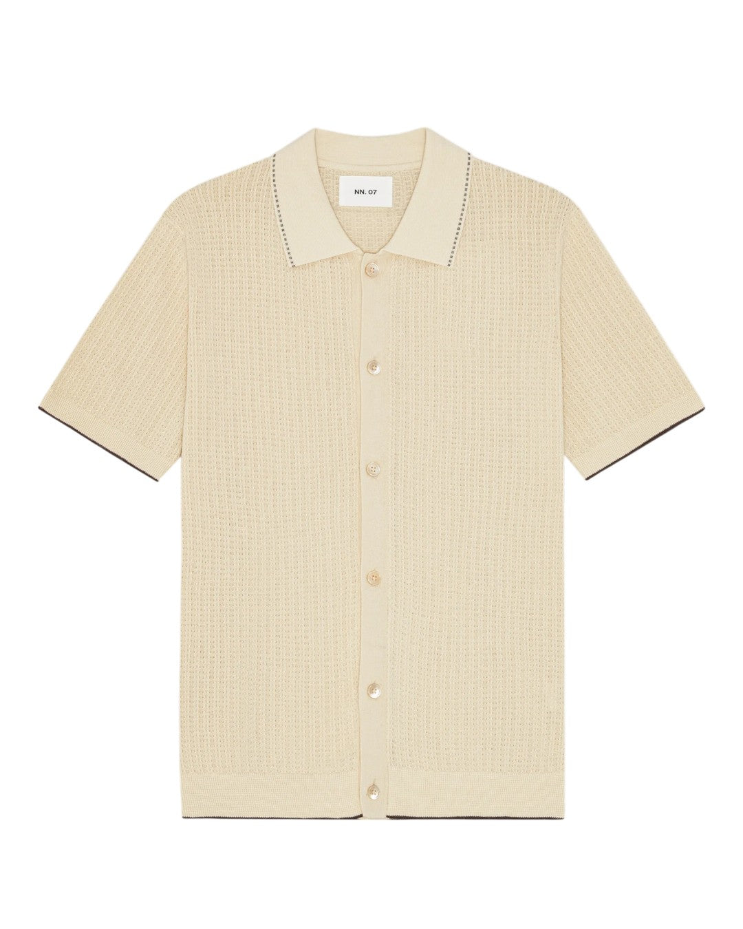 Ivory Nalo Knitted Cotton Button Down Polo