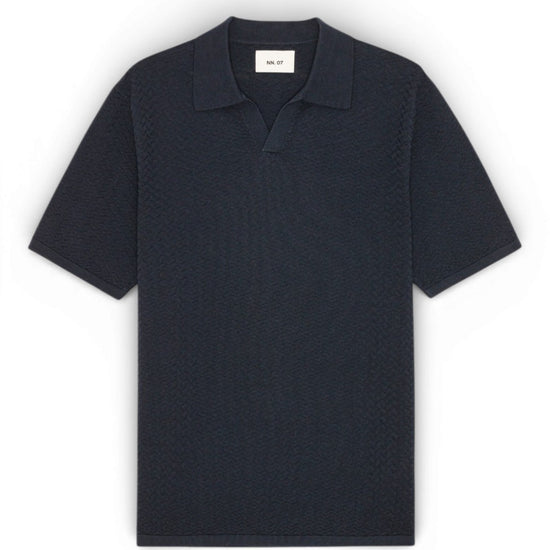 Navy Blue Paul Knitted Cotton Polo
