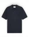 Navy Blue Paul Knitted Cotton Polo