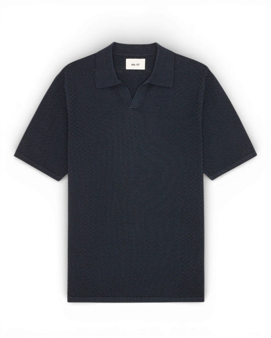 Navy Blue Paul Knitted Cotton Polo