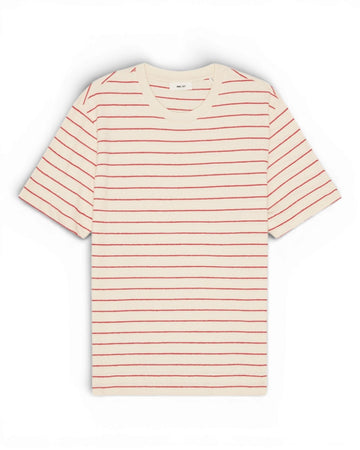 Chili Glow Pedro SS Yam Dyed Striped Crepe Jersey T-shirt