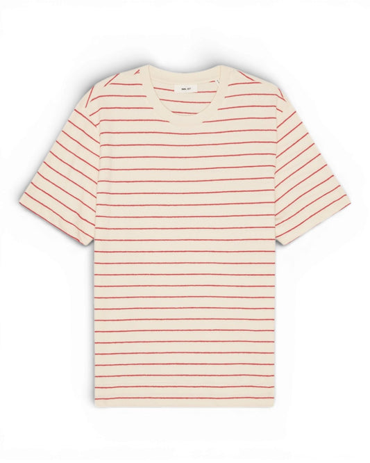 Chili Glow Pedro SS Yam Dyed Striped Crepe Jersey T-shirt