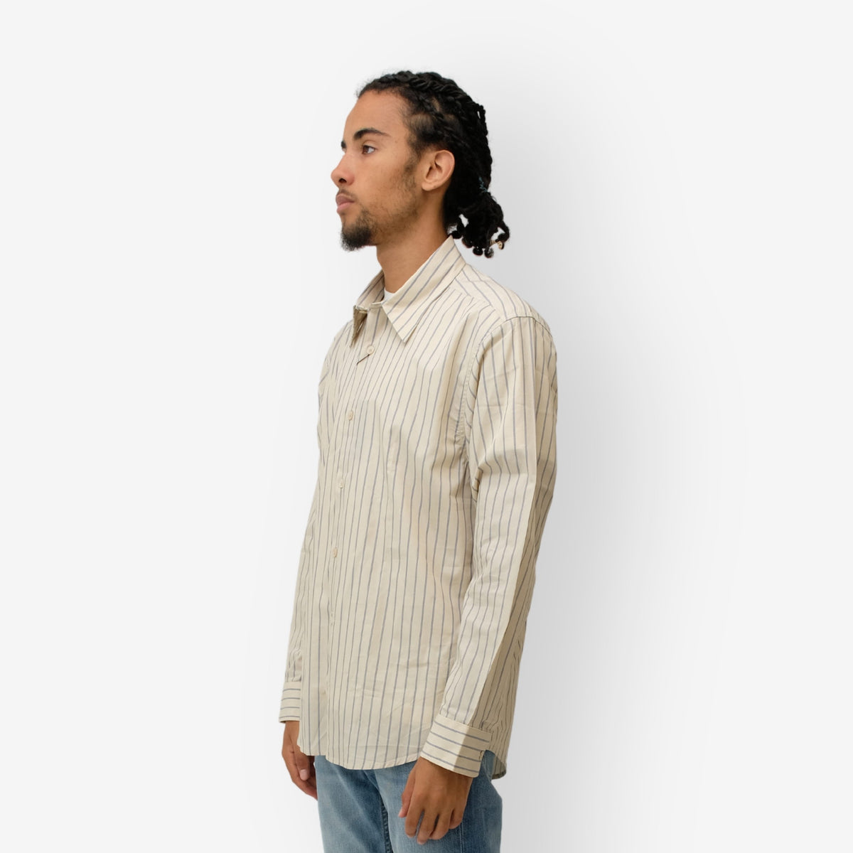 NN.07 Khaki Stripe Quincy Cotton Shirt – productbeeld 2
