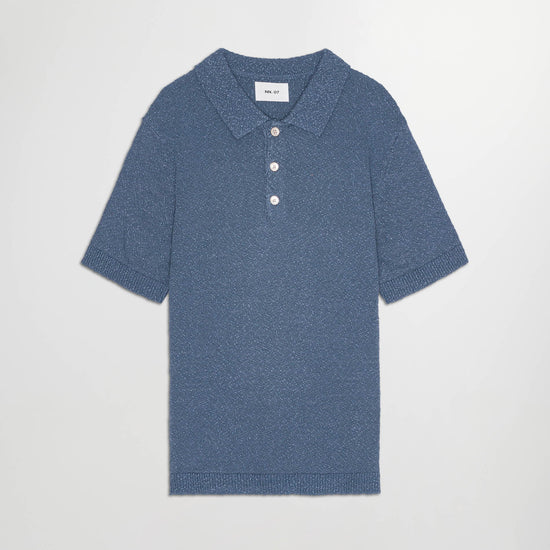 NN.07 Randy Boucle Yarn Polo Bering Sea – vooraanzicht