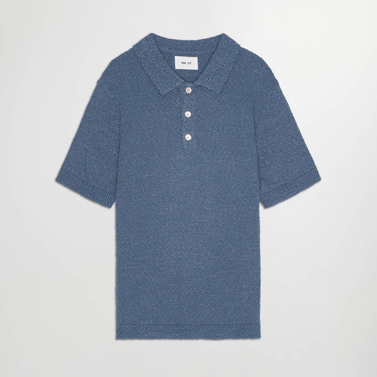 NN.07 Randy Boucle Yarn Polo Bering Sea – vooraanzicht
