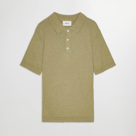 NN.07 Randy Boucle Yarn Polo Evergreen – vooraanzicht