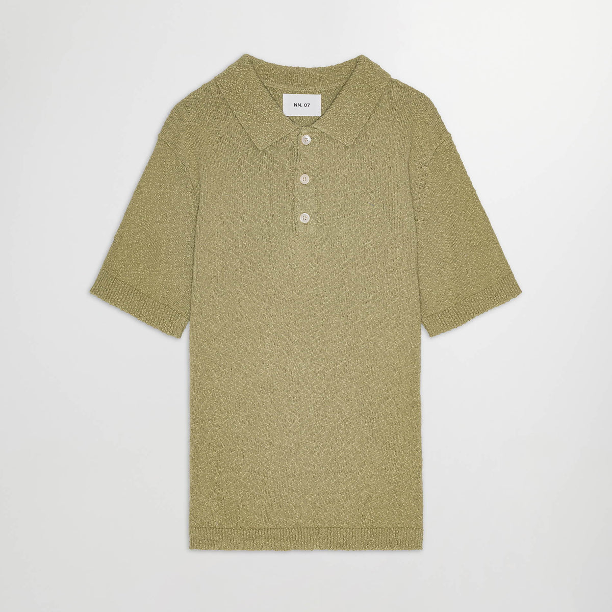 NN.07 Randy Boucle Yarn Polo Evergreen – vooraanzicht