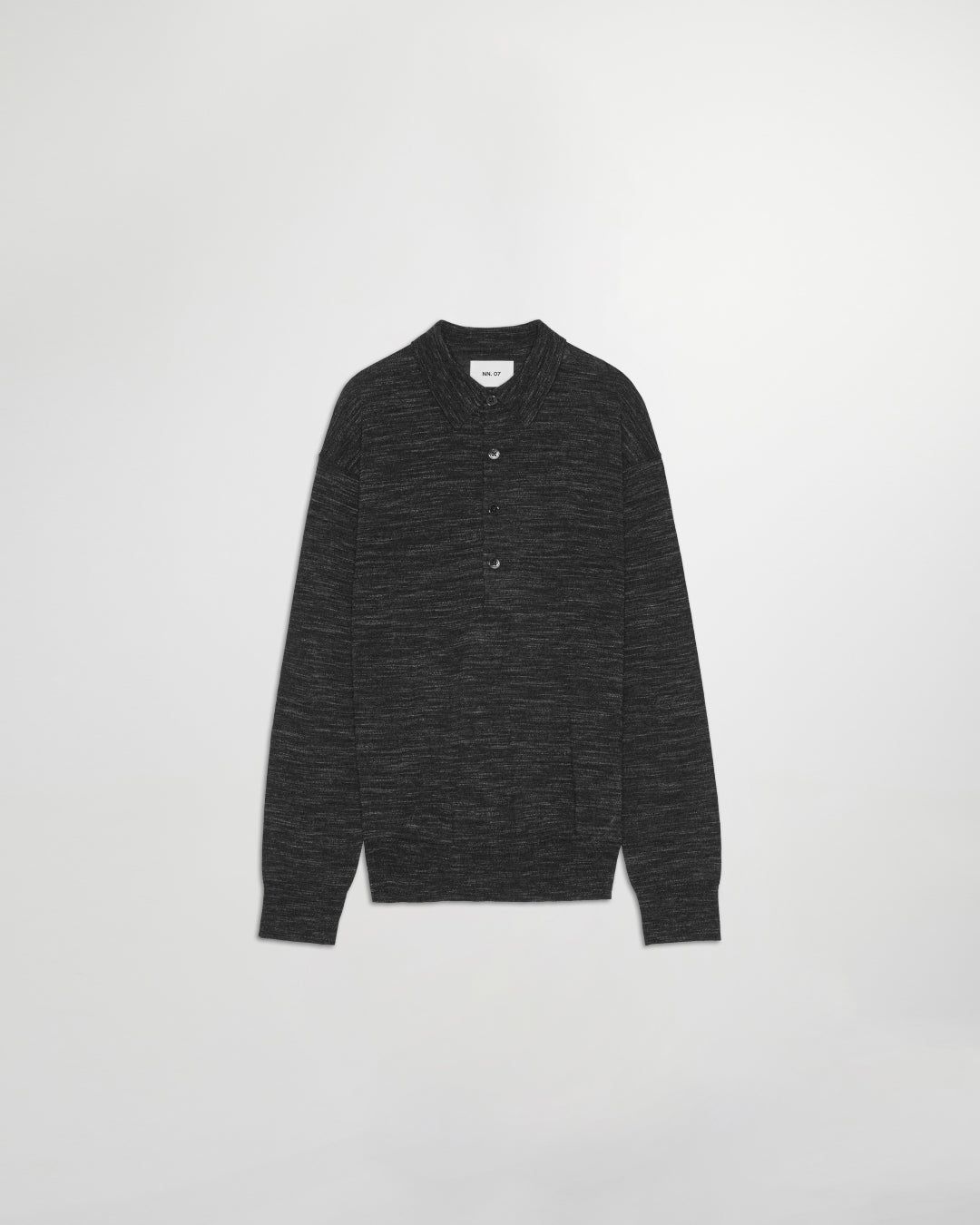NN.07 Black Raymond Wool Blend Relaxed Fit LS Polo – vooraanzicht