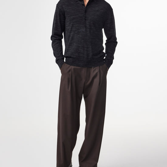 NN.07 Black Raymond Wool Blend Relaxed Fit LS Polo – productbeeld 3