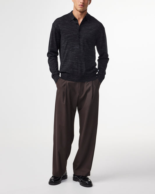 NN.07 Black Raymond Wool Blend Relaxed Fit LS Polo – productbeeld 3
