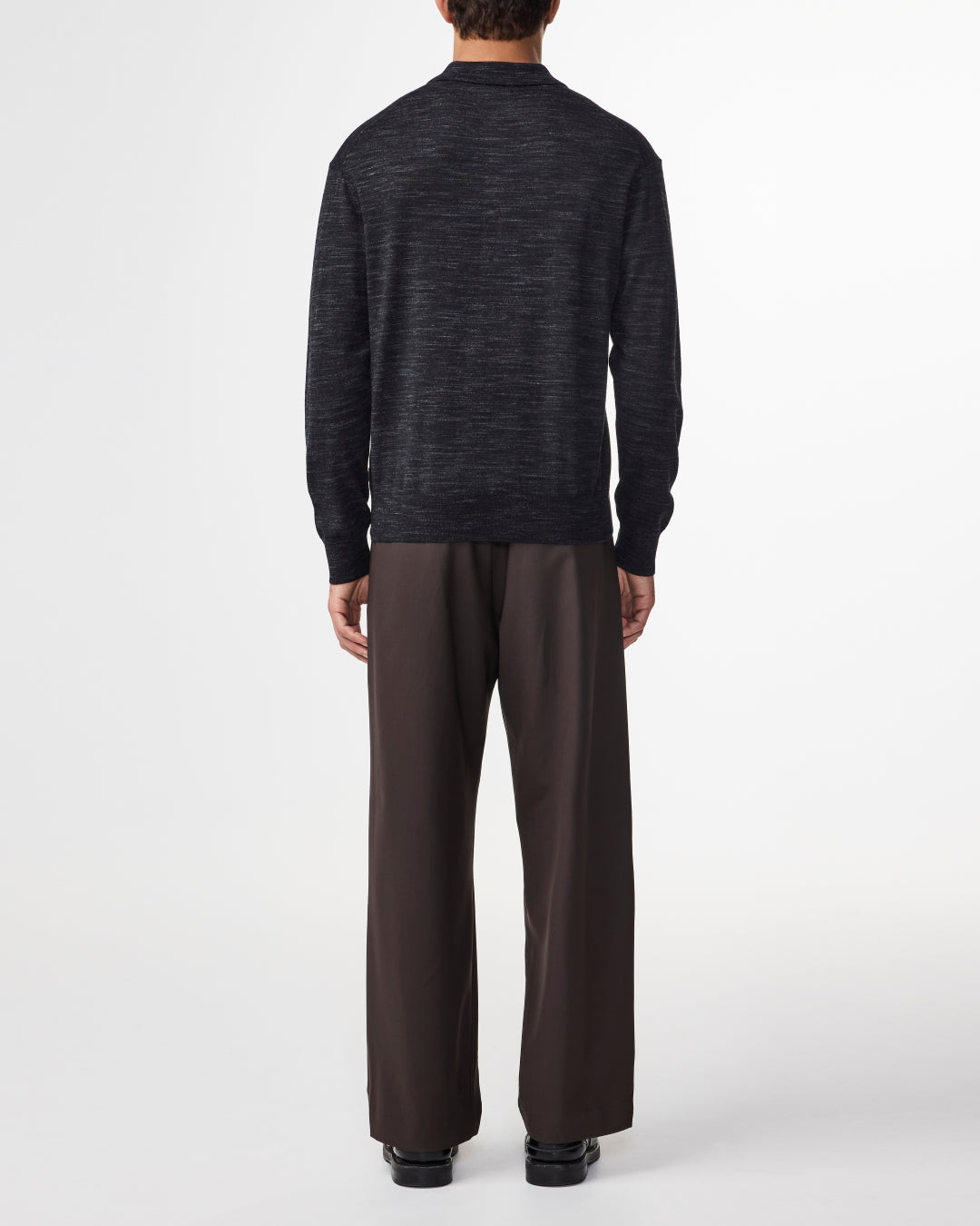 NN.07 Black Raymond Wool Blend Relaxed Fit LS Polo – productbeeld 4
