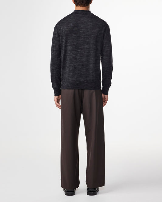 NN.07 Black Raymond Wool Blend Relaxed Fit LS Polo – productbeeld 4