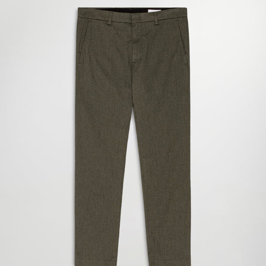 NN.07 Theo gemeleerde broek in Dark Army, productfoto vooraanzicht