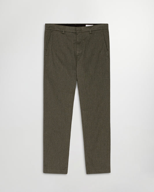 NN.07 Theo gemeleerde broek in Dark Army, productfoto vooraanzicht
