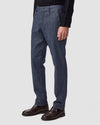 NN.07 Theo blauw gemeleerde broek, gedragen driekwartaanzicht
