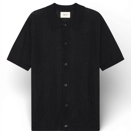 Deep Navy Thor Lightweight Wool Blend Button Down Polo