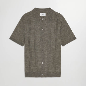 NN.07 Thor Wool Blend Polo Cardigan Evergreen – productbeeld 1