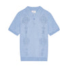 NN.07 Thor Knitted Cotton Polo Cerulean – vooraanzicht