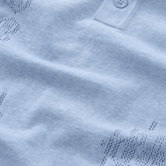 NN.07 Thor Knitted Cotton Polo Cerulean – productbeeld 2
