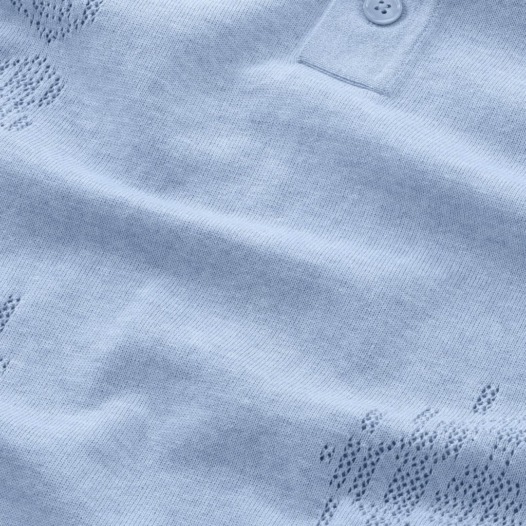 NN.07 Thor Knitted Cotton Polo Cerulean – productbeeld 2