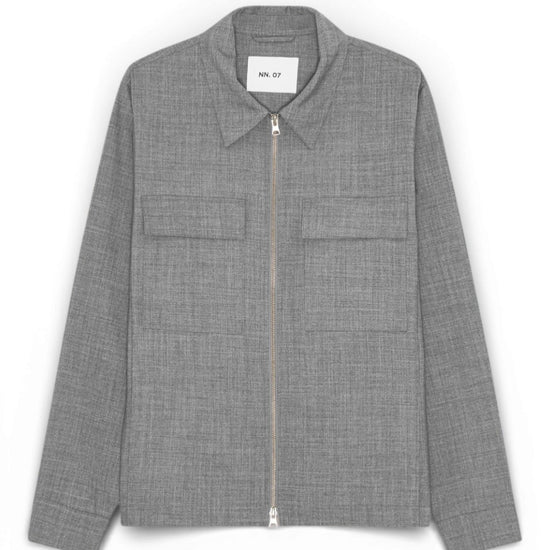 Light Grey Melange Alban Wool Blend Overshirt