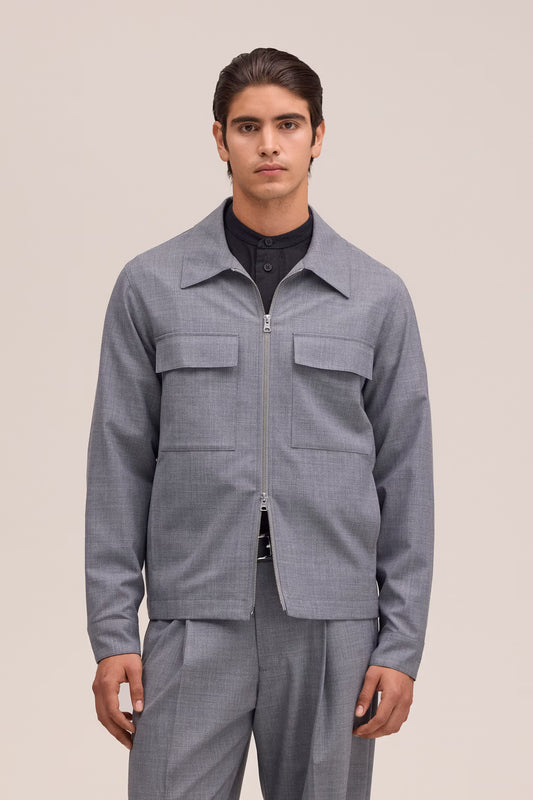 NN.07 Alban 10037 Overshirt Wool Blend Grey Melange