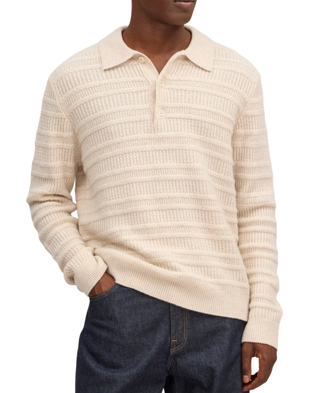 NN.07 Alfie Wool Cashmere Polo Ivory – productbeeld 4 van 6