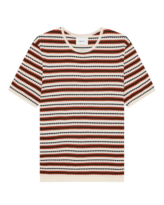 NN.07 Bari 6686 T-shirt knitted cotton ivory multi