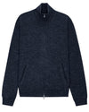 NN.07 Boiled 6398 overshirt in Navy Blue, vooraanzicht met hoge kraag, volledige ritssluiting en steekzakken.