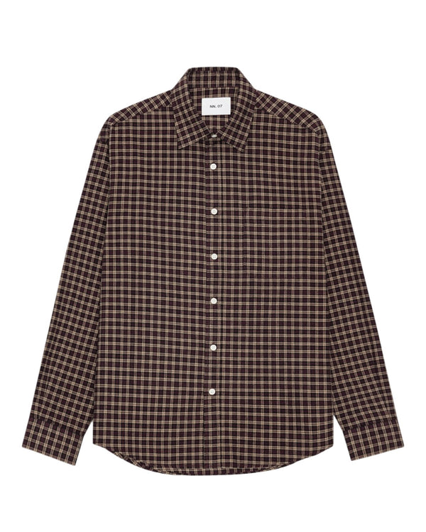 NN.07 Deon 5465 Flannel Shirt Bordeaux Check