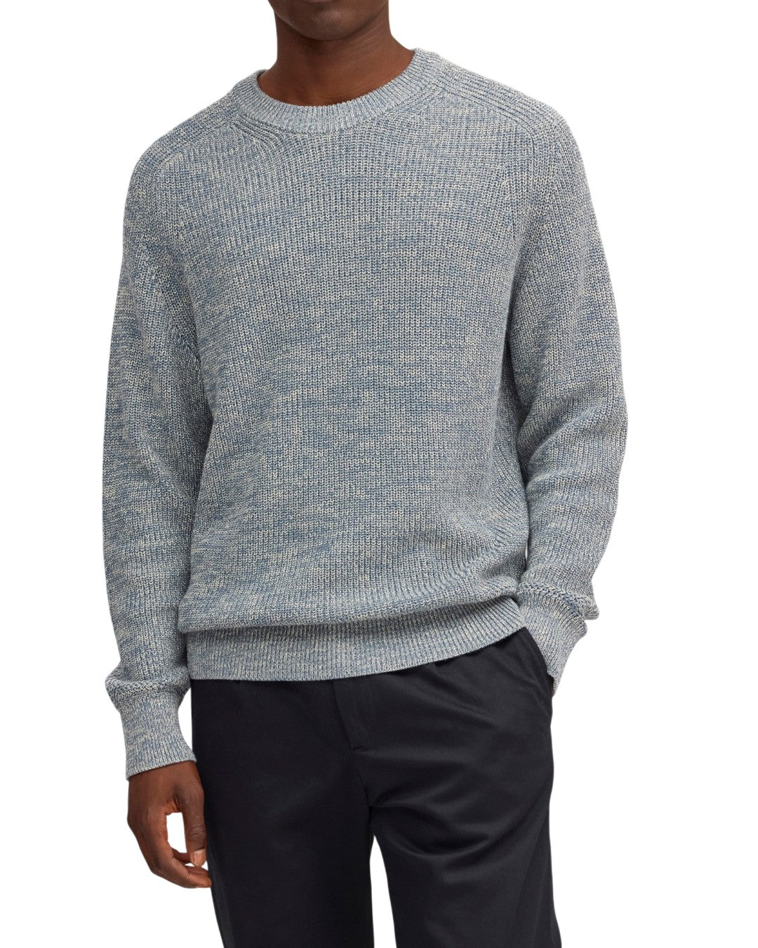NN.07 Evan 6470 Cotton Crewneck Concrete Sky – productbeeld 4 van 5