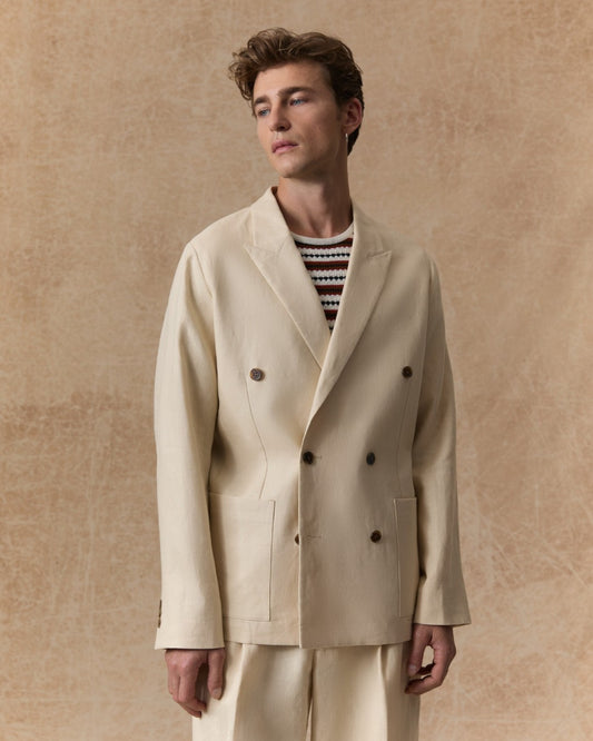 NN.07 Jordin 1454 Vest Linen Double Breasted Honey Silk