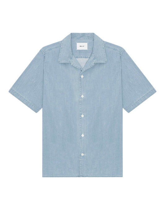 NN.07 Julio 5765 shirt cotton twill open collar indigo