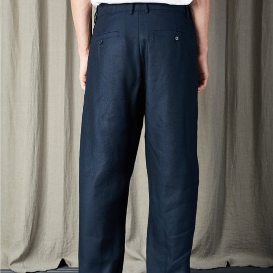 Deep Navy Kay Linen Blend Relaxed Fit Trousers