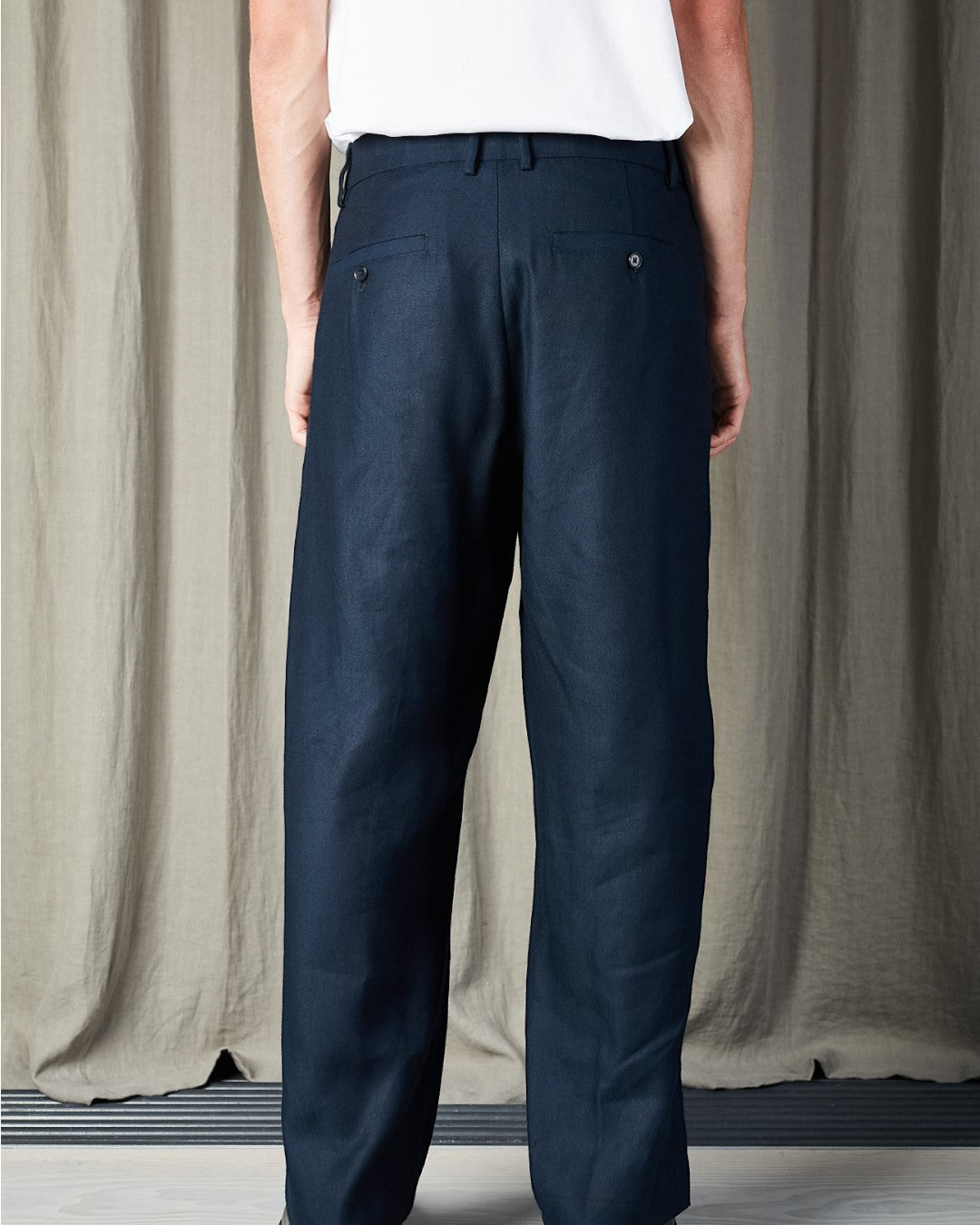Deep Navy Kay Linen Blend Relaxed Fit Trousers