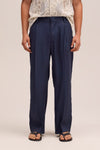 NN.07 Kay 1808 Trousers Linen Blend Relaxed Navy