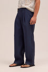 NN.07 Kay 1808 Trousers Linen Blend Relaxed Navy
