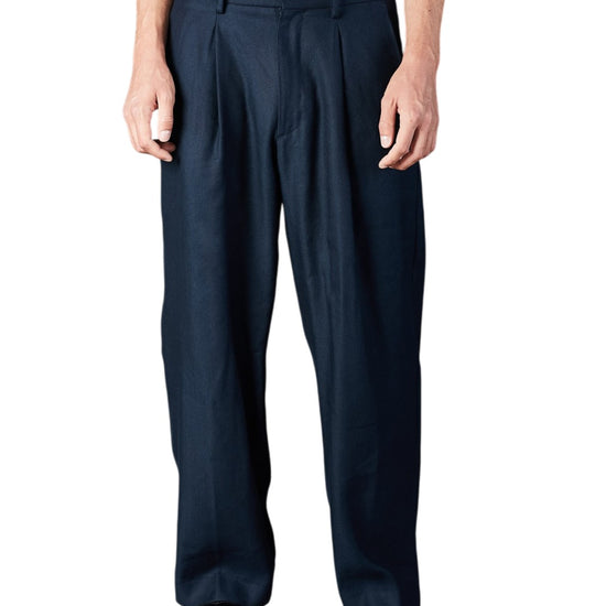 Deep Navy Kay Linen Blend Relaxed Fit Trousers