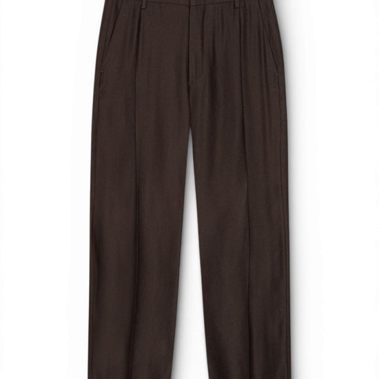 Deep Truffle Kay Linen Blend Relaxed Fit Trousers