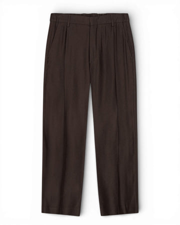 Deep Truffle Kay Linen Blend Relaxed Fit Trousers