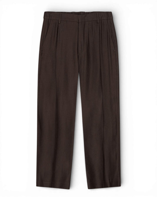 Deep Truffle Kay Linen Blend Relaxed Fit Trousers