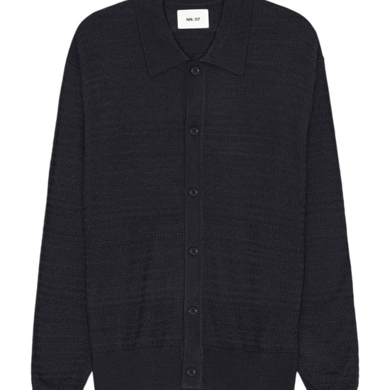 NN.07 Nate Wool Polo Cardigan Deep Navy – productbeeld 1 van 10