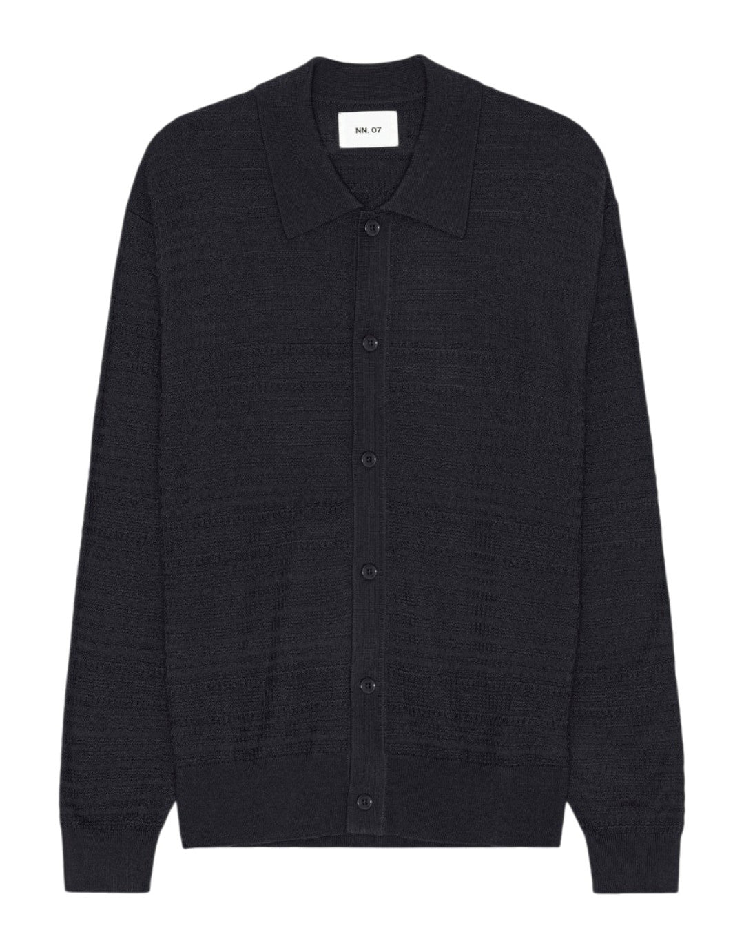 NN.07 Nate Wool Polo Cardigan Deep Navy – productbeeld 1 van 10