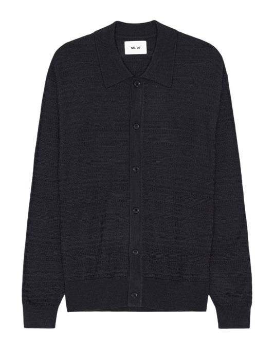 NN.07 Nate Wool Polo Cardigan Deep Navy – productbeeld 1 van 10